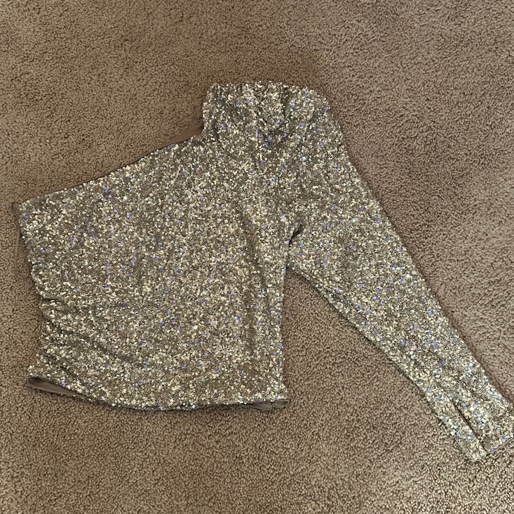 Sequin one shoulder top
